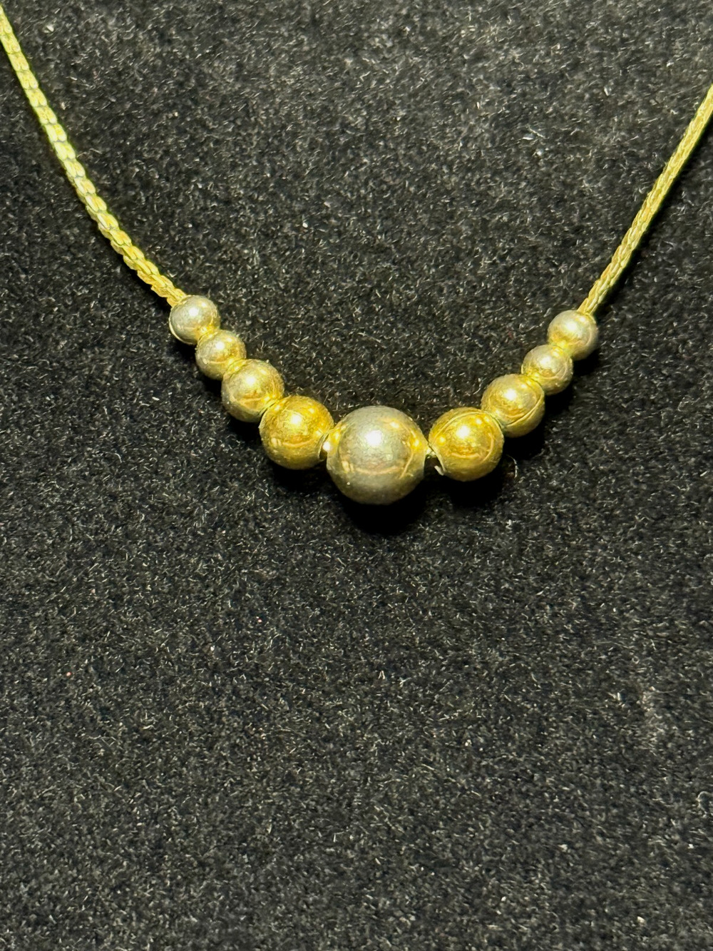 Vintage Signed Napier Graduated Nine Ball Necklace Choker Gold Tone 18"